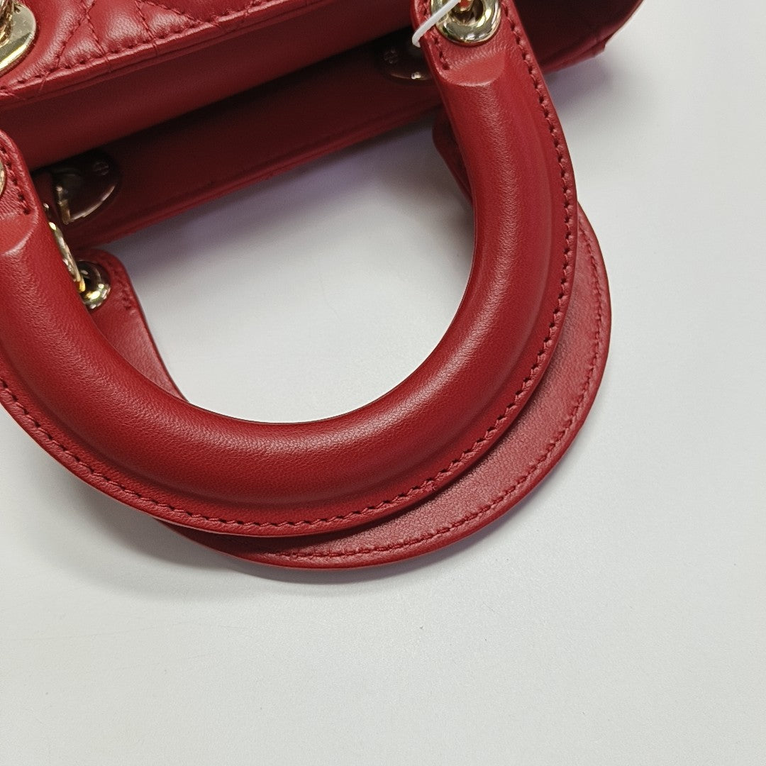 Lady Dior Small Cannage Lambskin Red
