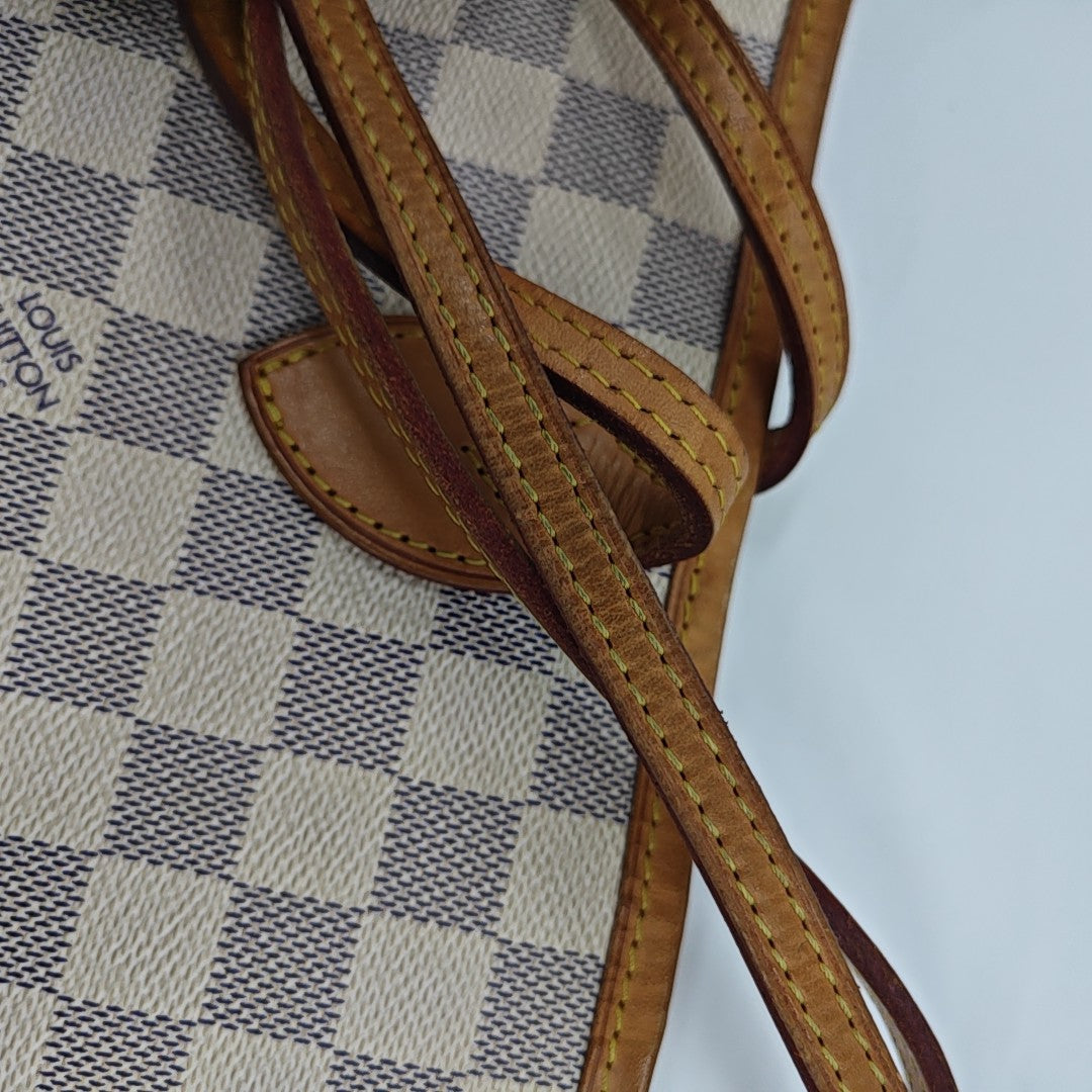 NEVERFULL GM Damier Azur Coated Canvas White