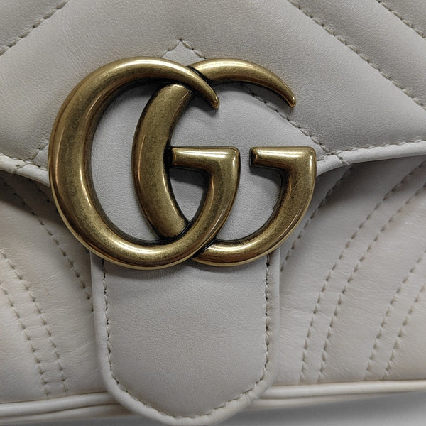 GG Marmont Small Quilted Calfskin White