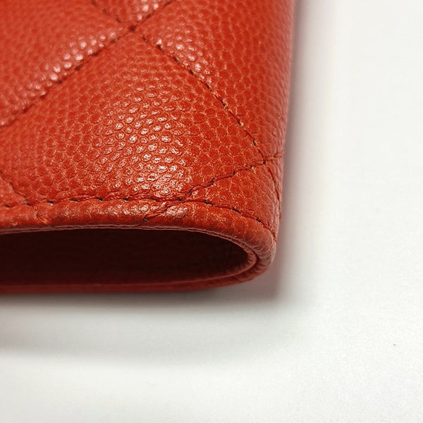 CLASSIC FLAP Quilted Grained Calfskin Red Wallet