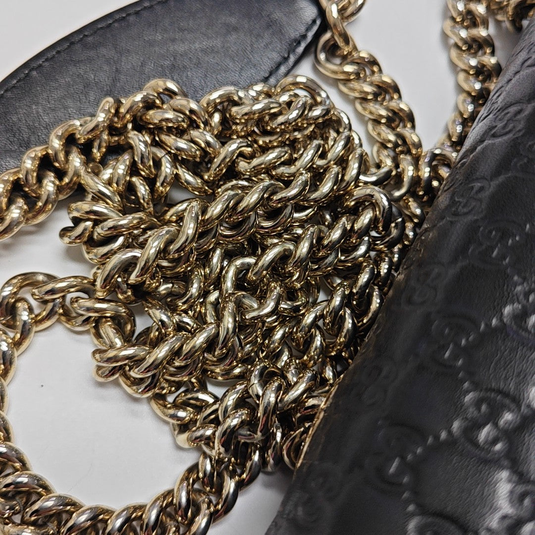 Emily Chain Mini Monogram Calfskin Black
