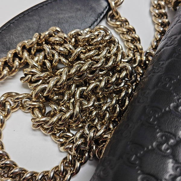 Emily Chain Mini Monogram Calfskin Black
