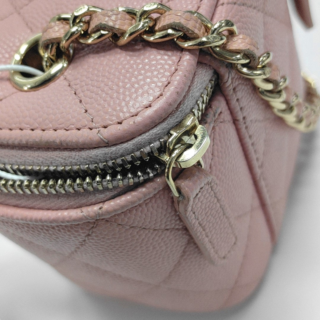 Authenticated pre-owned  VANITY CASE Mini Quilted Grained Calfskin Pink - Shoulder Bag at Looply