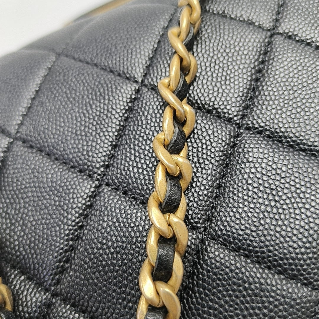 Carry Me Mini Quilted Grained Calfskin Black