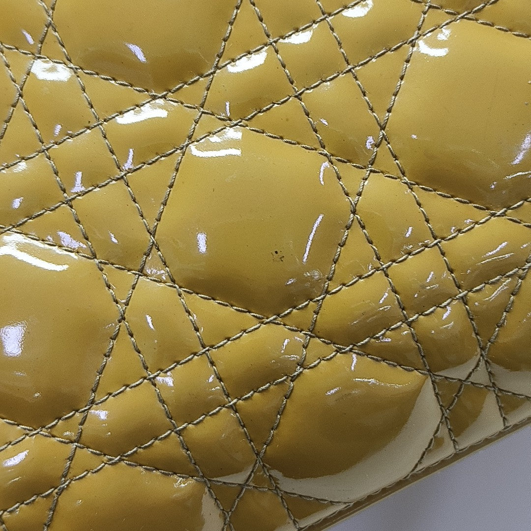 Lady Dior Medium Cannage Patent Leather Yellow
