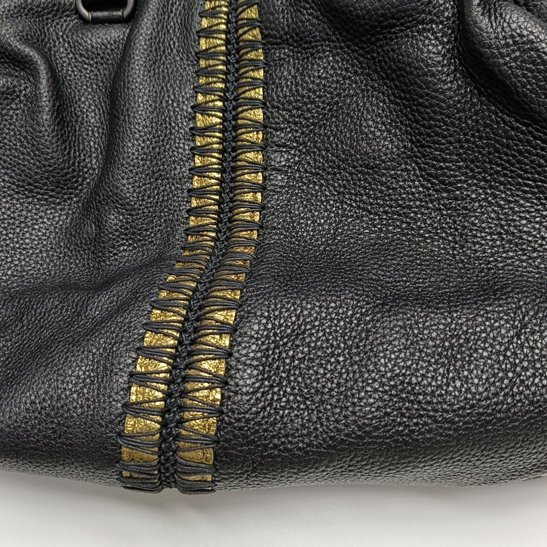 Calfskin Top Handle Bag Black