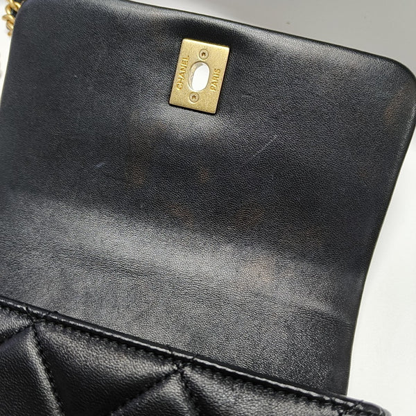Quilted Lambskin Crossbody Bag Black