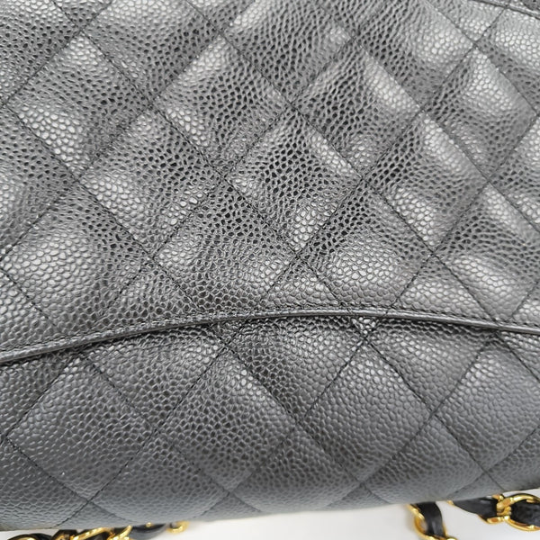 Quilted Grained Calfskin Shoulder Bag Large Black
