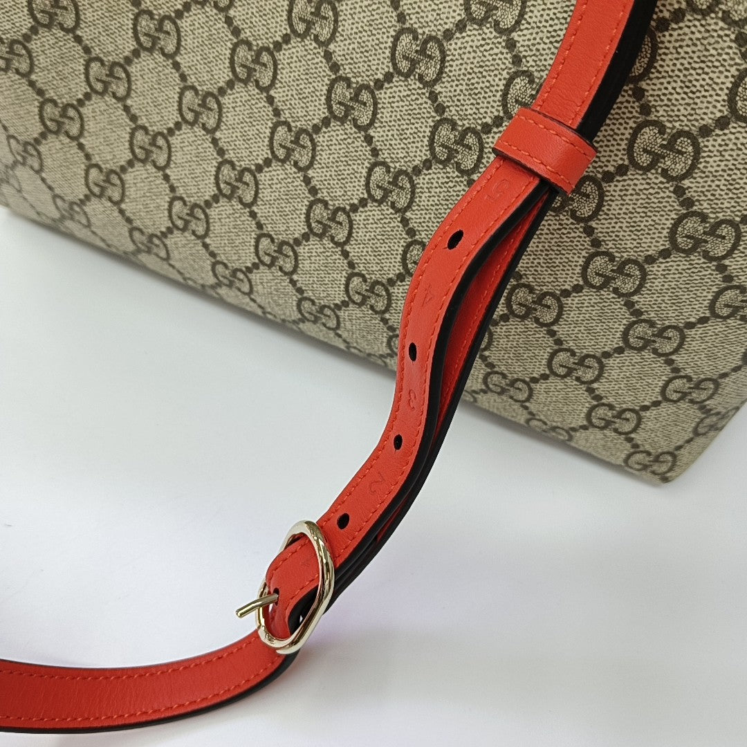 GG Emblem Medium Monogram Coated Canvas Beige