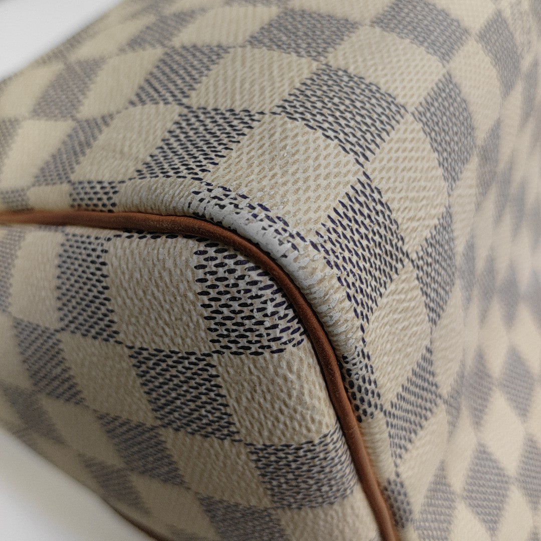 SPEEDY 35 Damier Azur Coated Canvas White