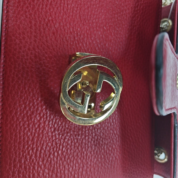 Interlocking G Small Calfskin Red
