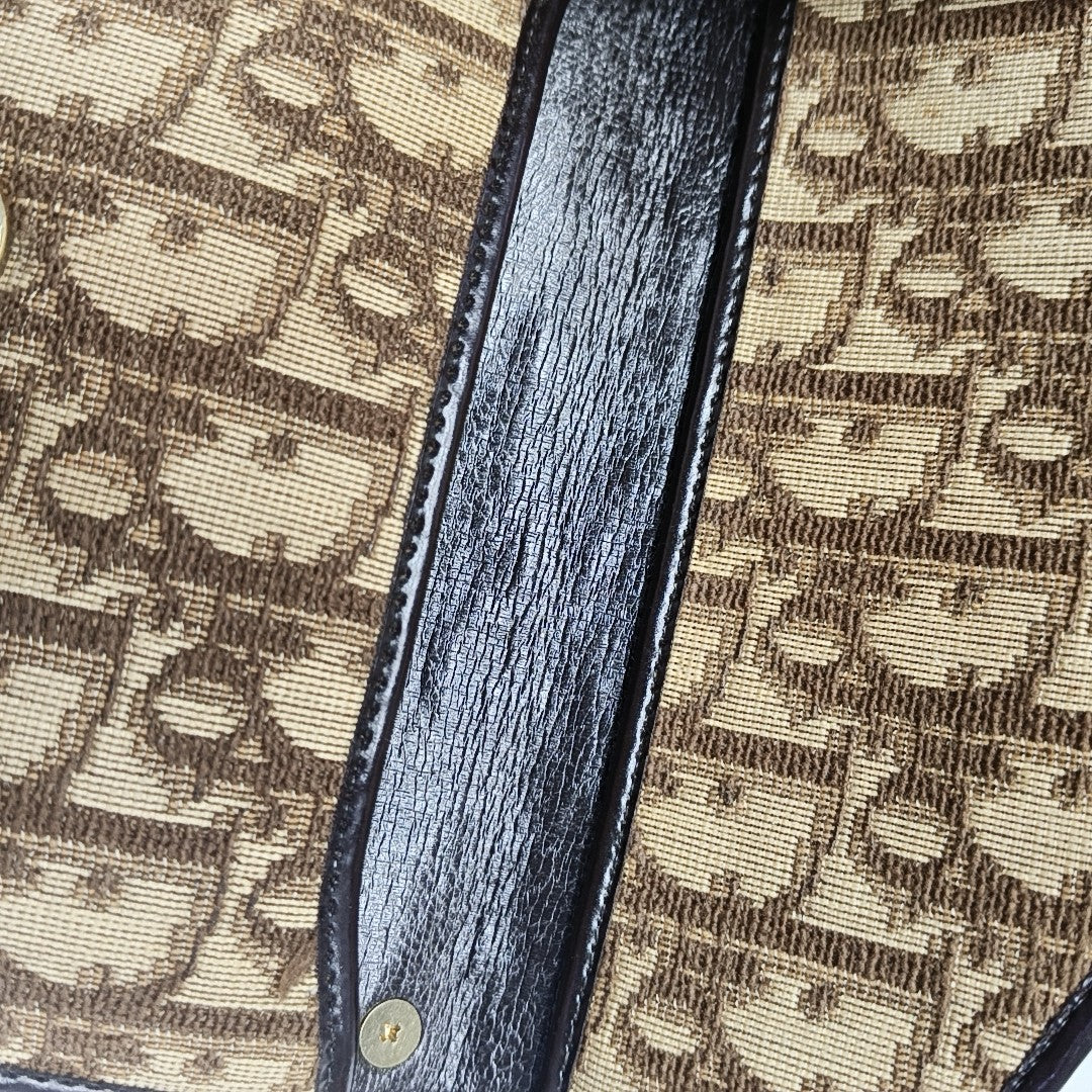 Oblique Canvas Clutch Brown