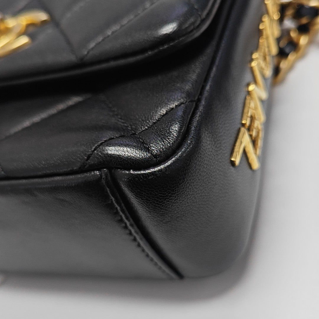 Quilted Lambskin Shoulder Bag Black