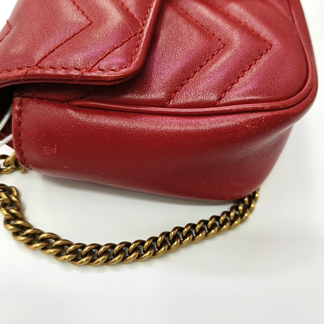GG Marmont Mini Quilted Calfskin Red