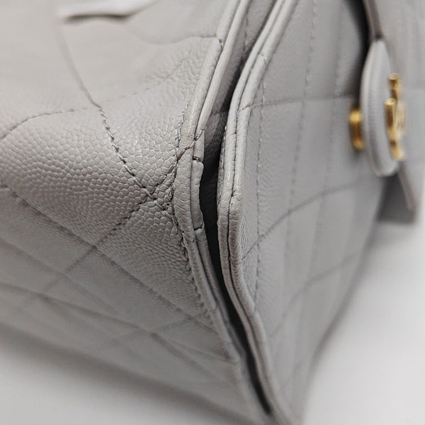 CHANEL 25 Medium Quilted Grained Calfskin Gray