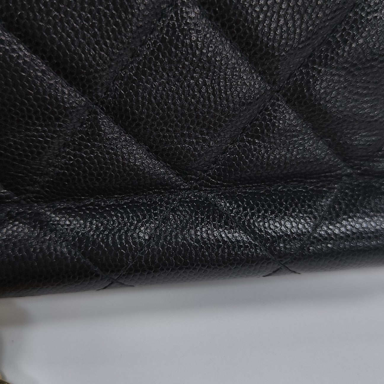 Quilted Grained Calfskin Shoulder Bag Black