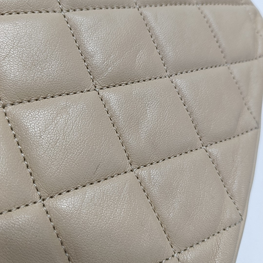 Quilted Lambskin Shoulder Bag Beige