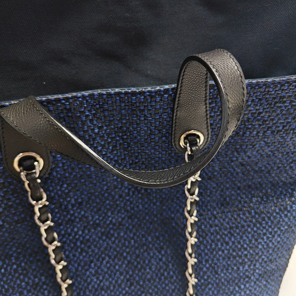 Straw Shoulder Bag Blue