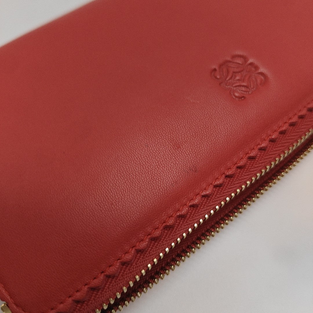 Brand Lambskin Red Wallet