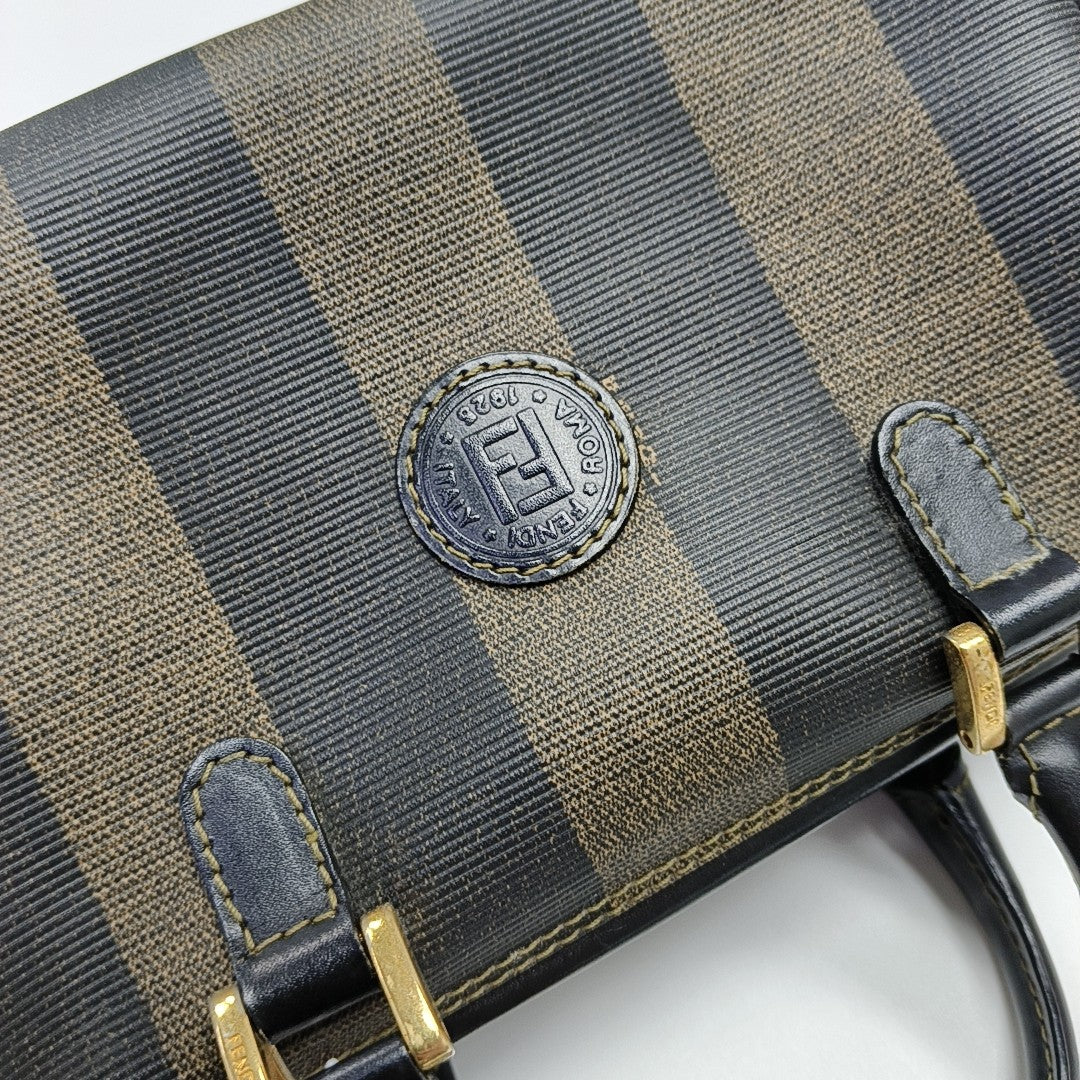 Coated Canvas Shoulder Bag Brown