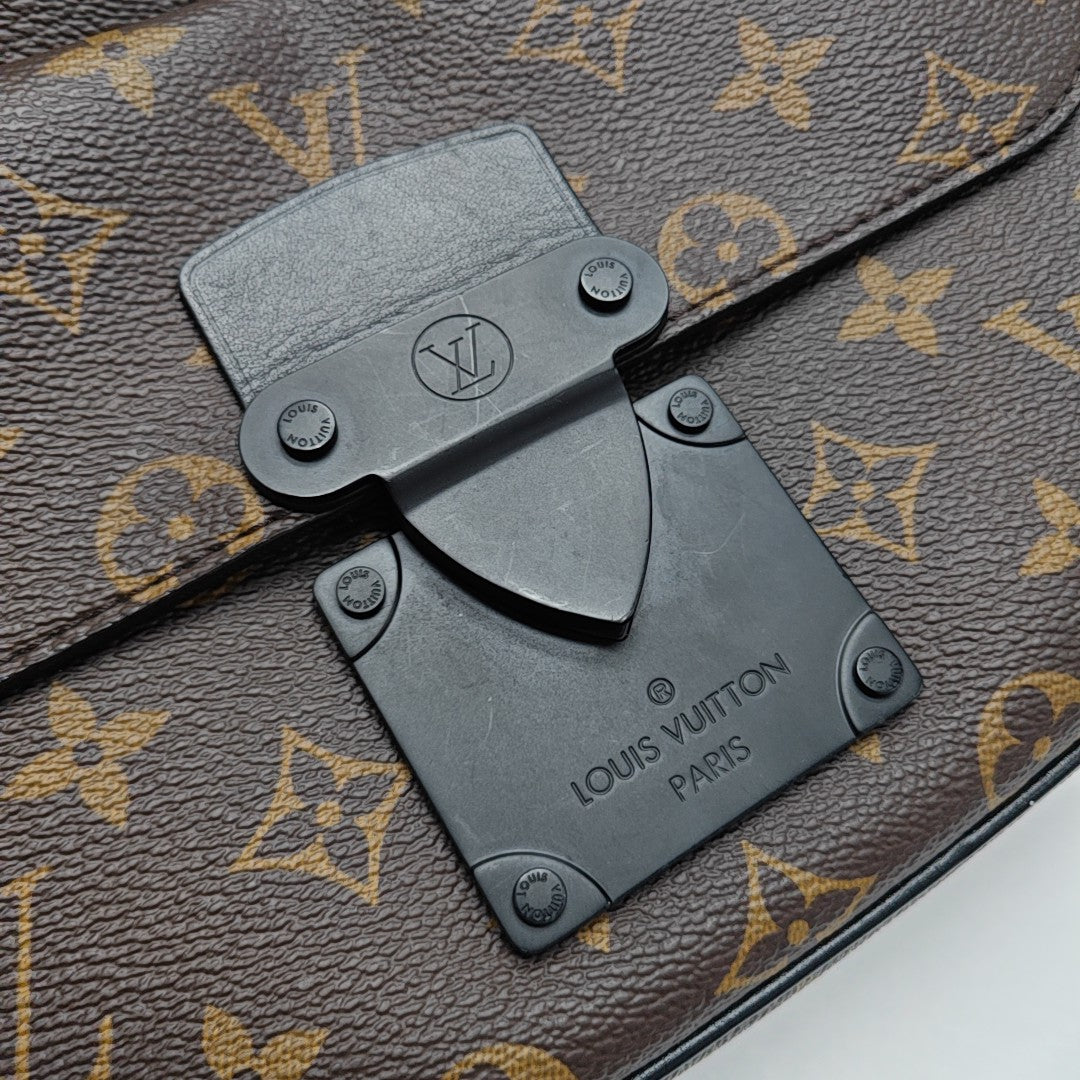 S LOCK Monogram Coated Canvas Brown
