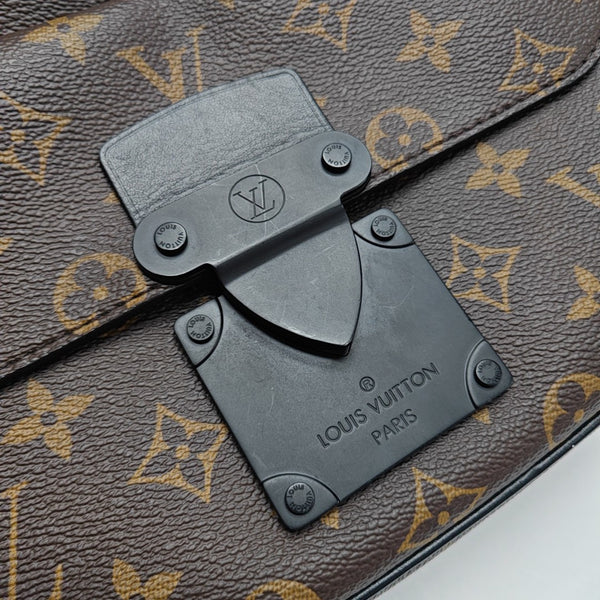 S LOCK Monogram Coated Canvas Brown