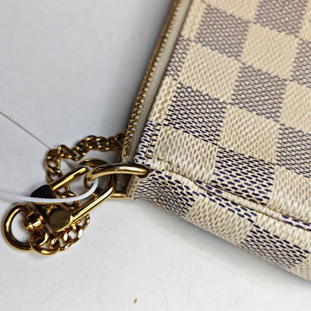 Authenticated pre-owned  ACCESSOIRES Mini Damier Azur Coated Canvas White - Top Handle Bag at Looply