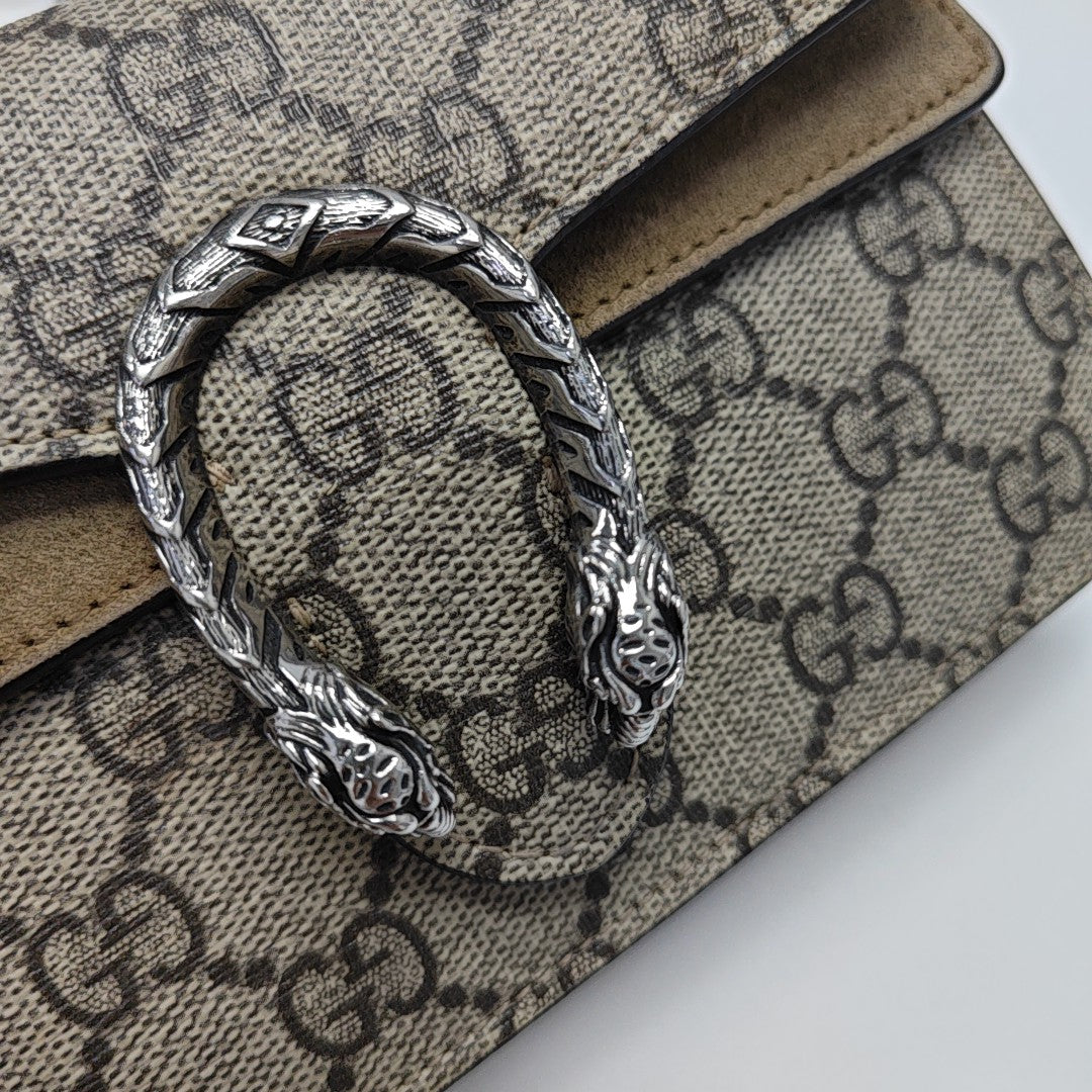 Dionysus Super Mini Monogram Coated Canvas Beige