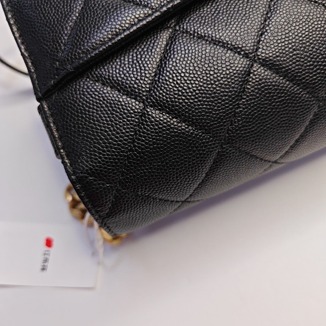 DIANA CC Mini Quilted Grained Calfskin Black