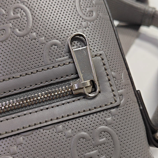 Interlocking G Large Monogram Calfskin Gray