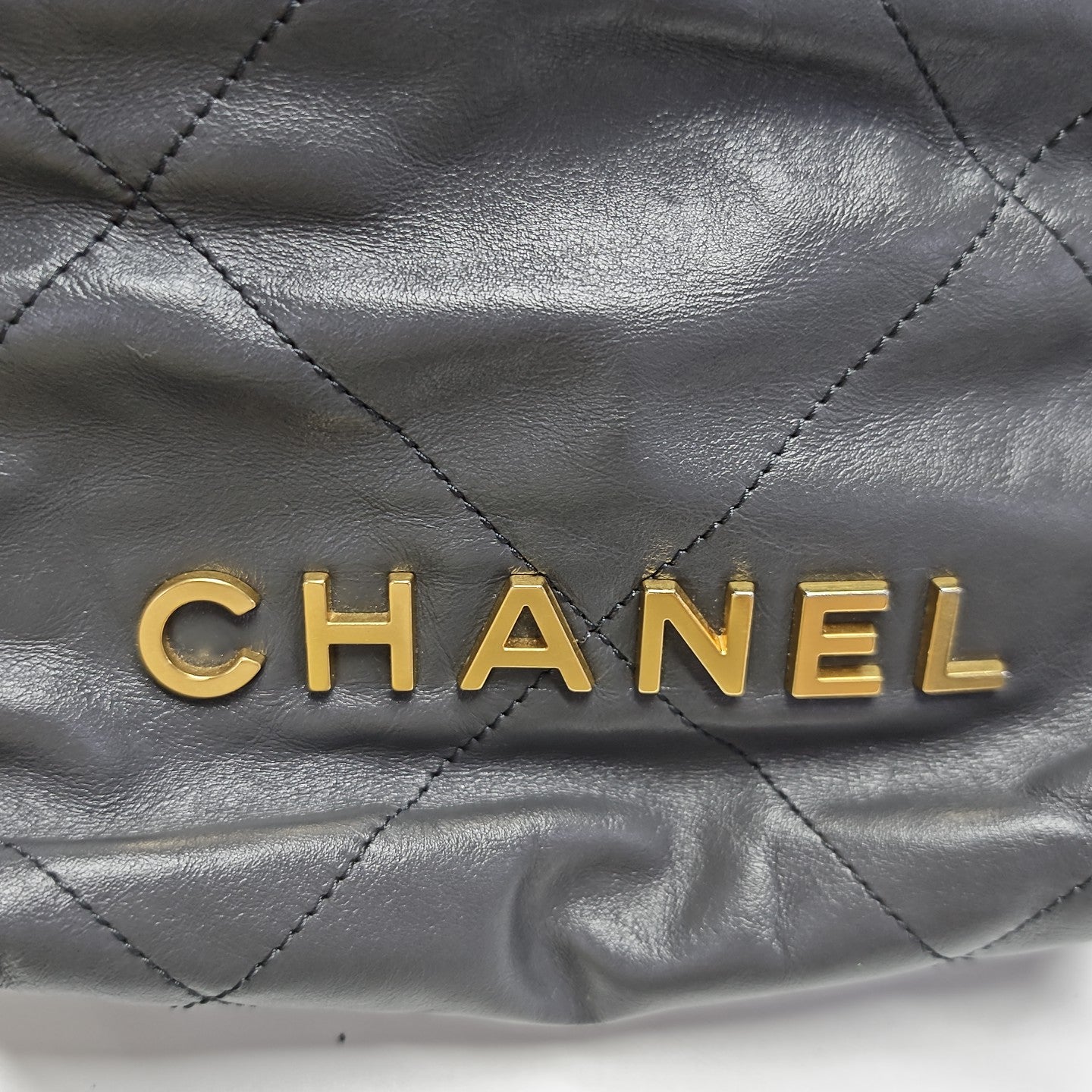 CHANEL 22 Mini Quilted Calfskin Gray