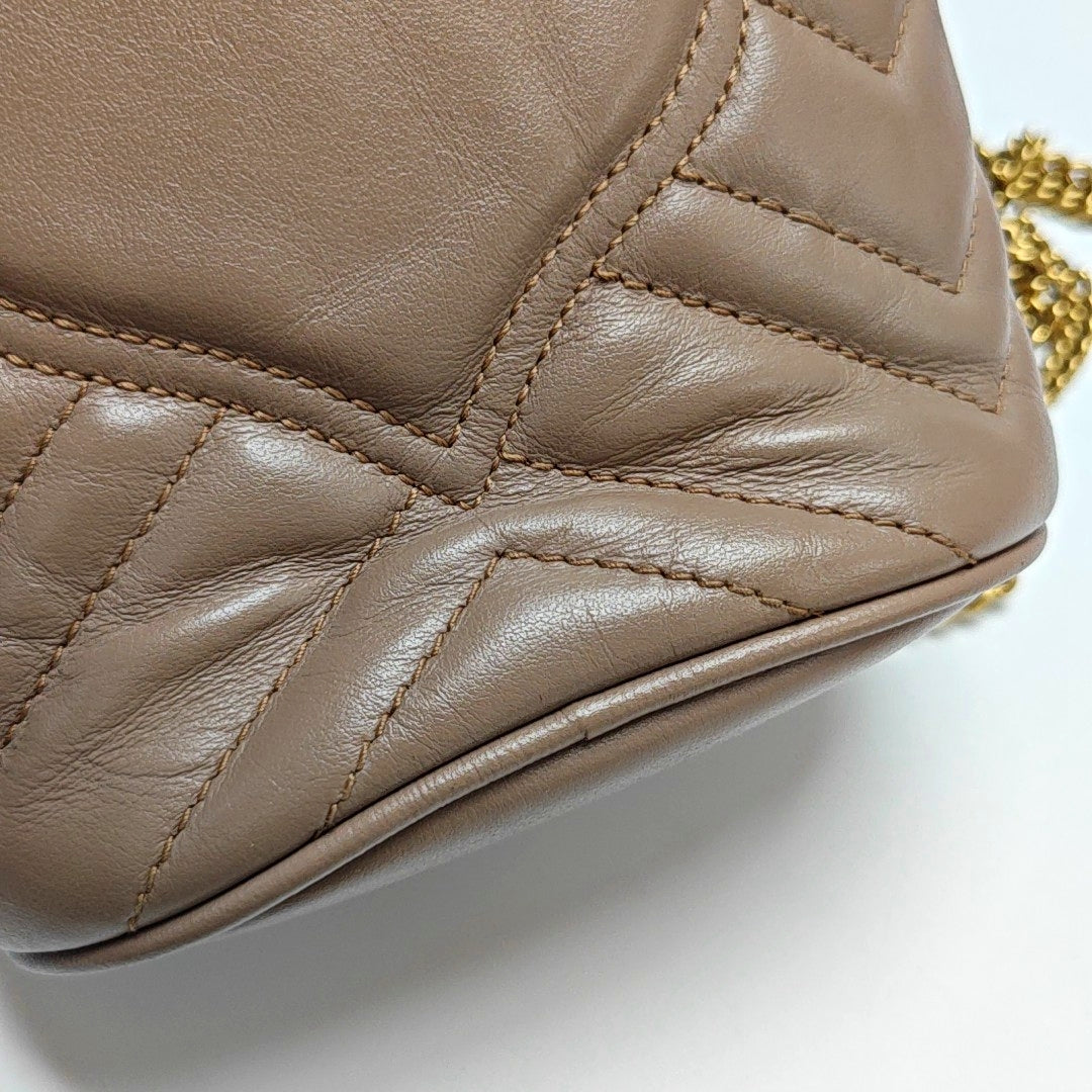 GG Marmont Mini Quilted Calfskin Beige