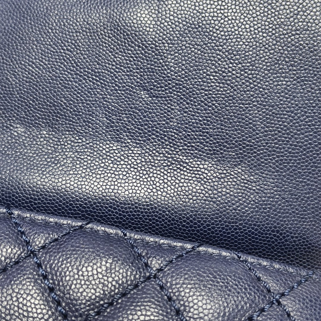 COCO HANDLE Small Quilted Grained Calfskin Blue
