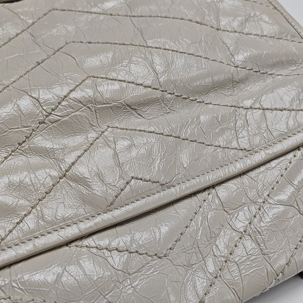 NIKI Medium Chevron Calfskin White