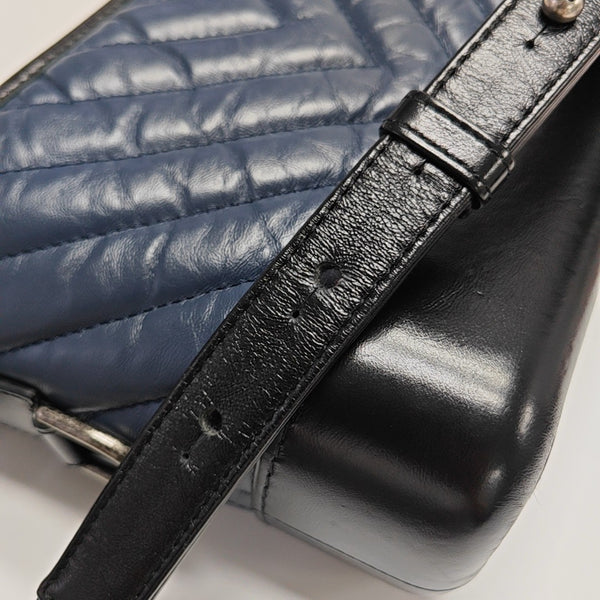 GABRIELLE Small Chevron Calfskin Blue