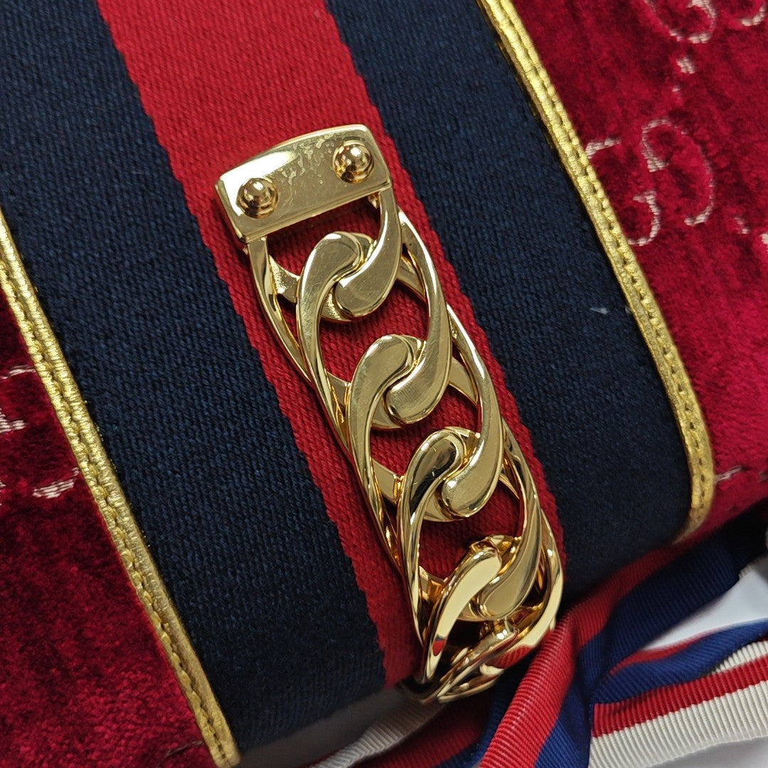 Sylvie Small Monogram Velvet Red
