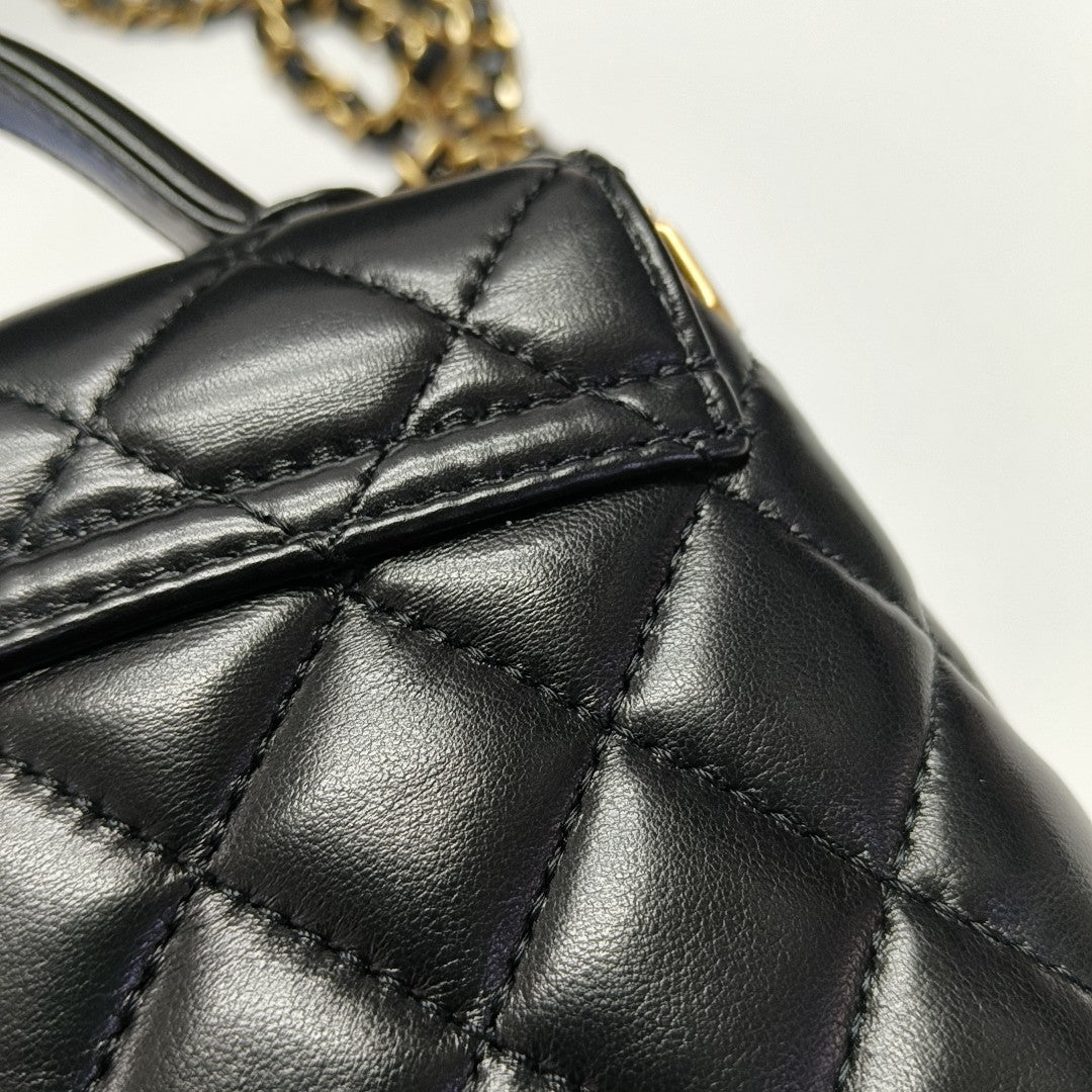 Quilted Lambskin Shoulder Bag Small Black