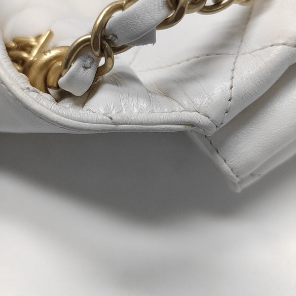 Quilted Lambskin Shoulder Bag Mini White