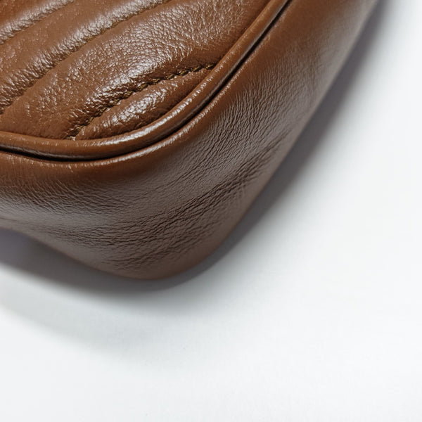 GG Marmont Mini Quilted Calfskin Brown