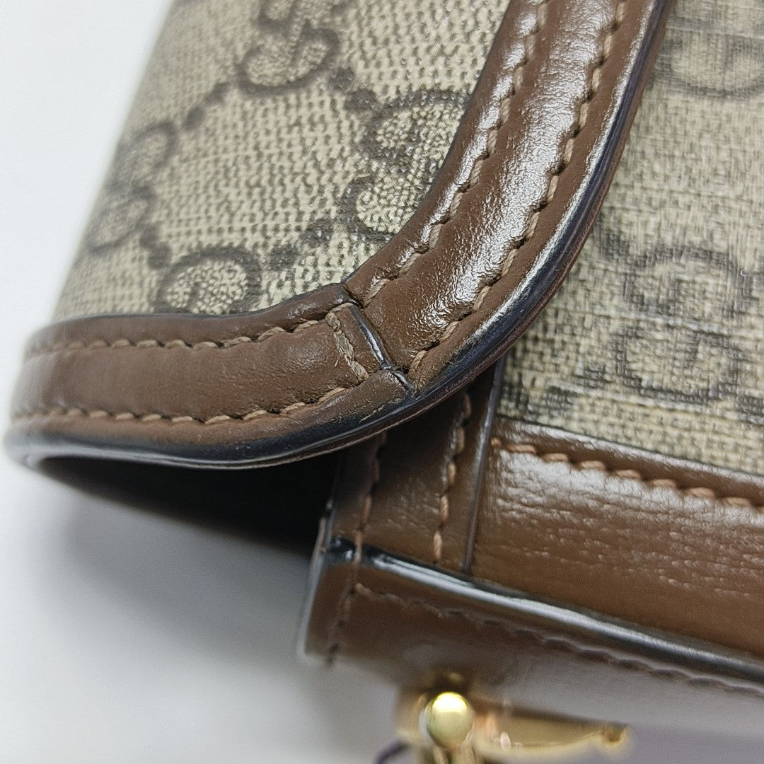 Horsebit 1955 Small Monogram Coated Canvas Black