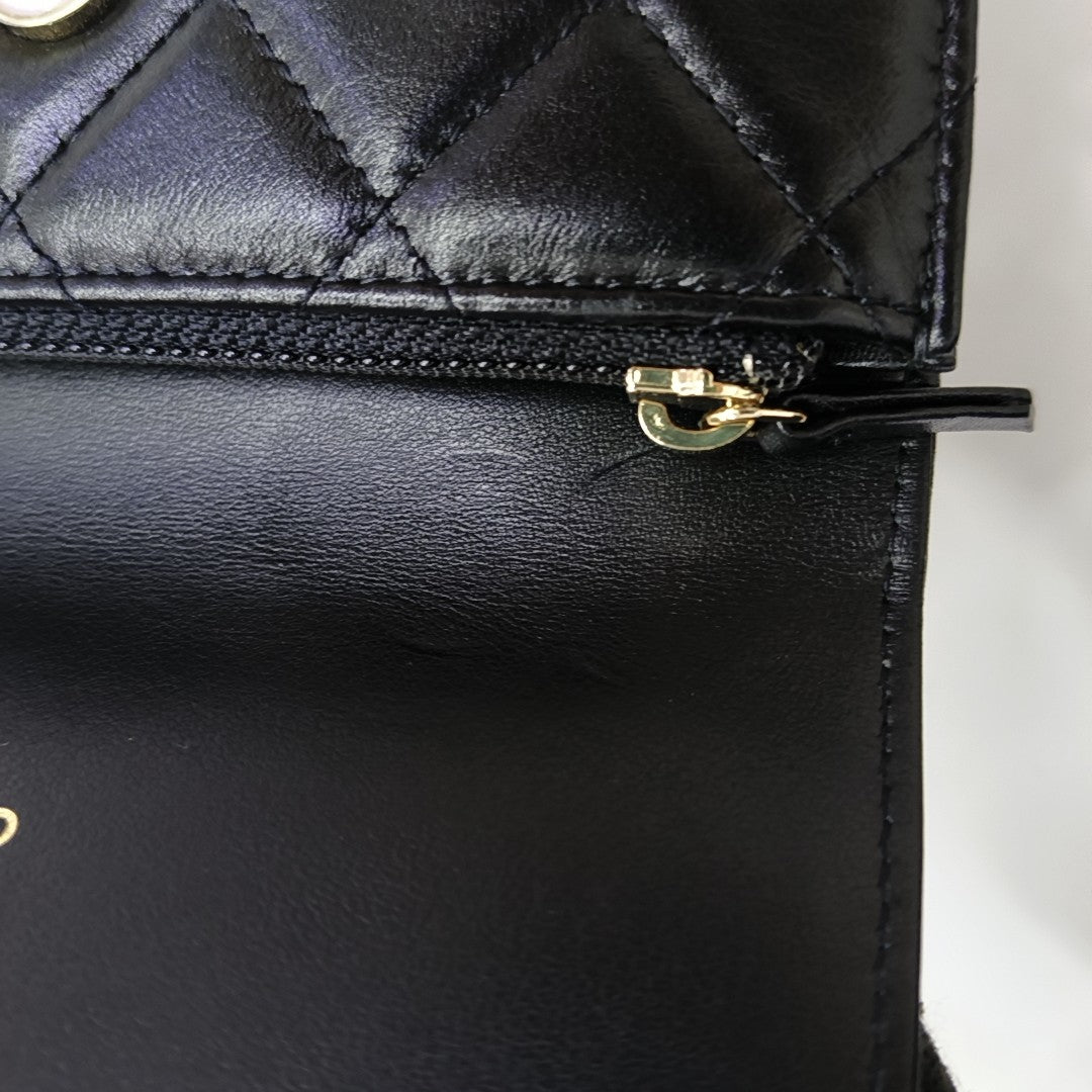 Quilted Calfskin Shoulder Bag Black