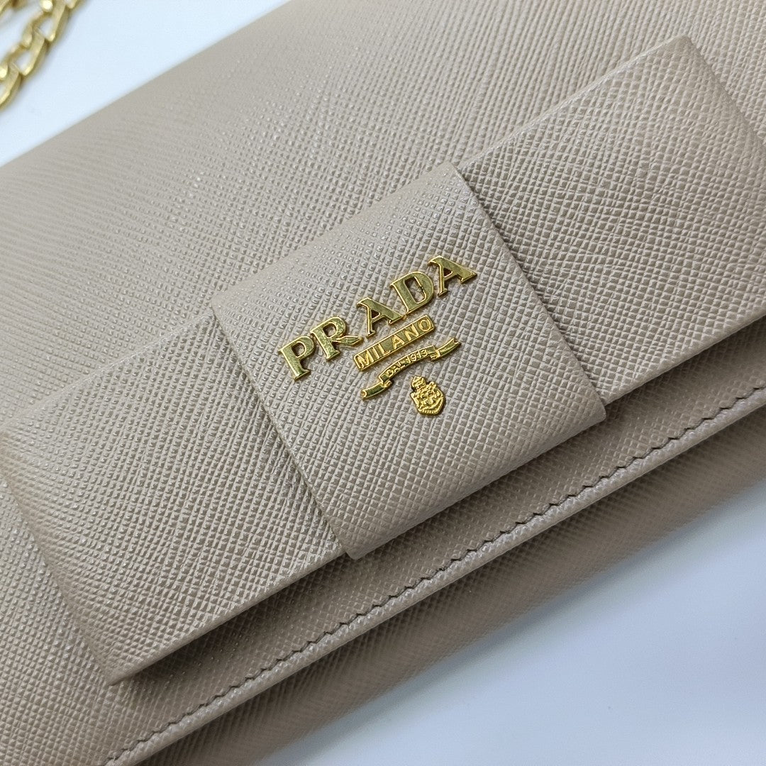 Fiocco Bow Saffiano Calfskin Beige