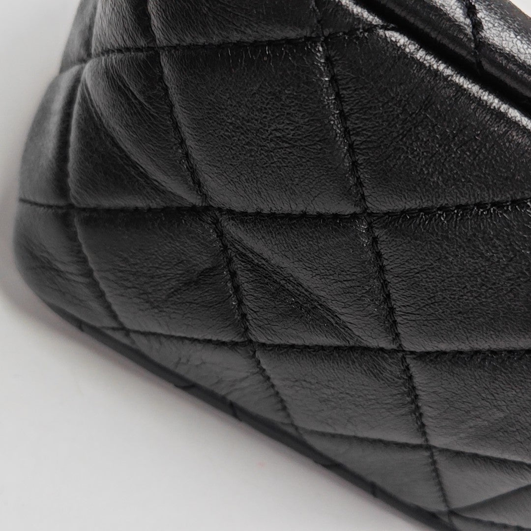 Quilted Lambskin Shoulder Bag Black