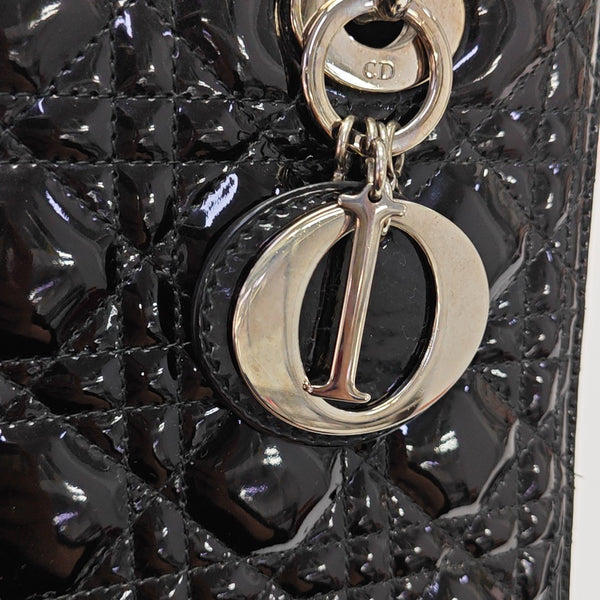 Lady Dior Medium Cannage Patent Leather Black