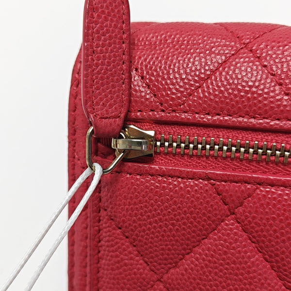 Quilted Grained Calfskin Wallet Small Red