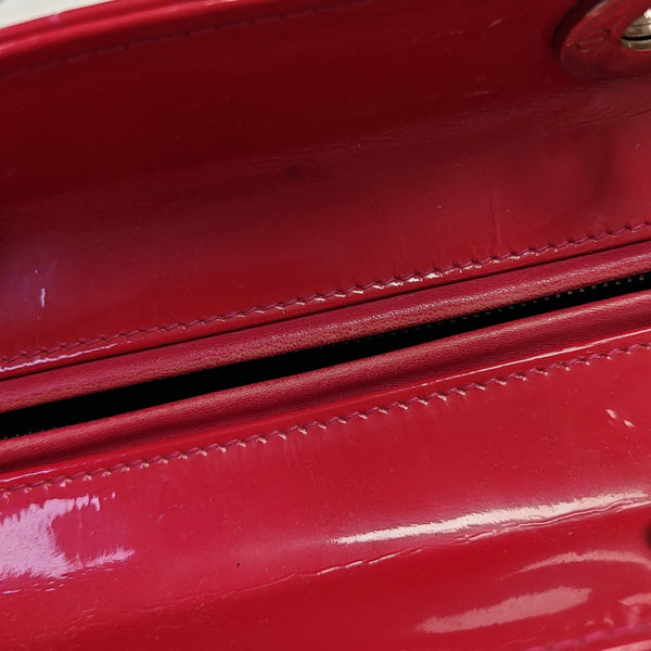 Lady Dior Large Cannage Patent Leather Red