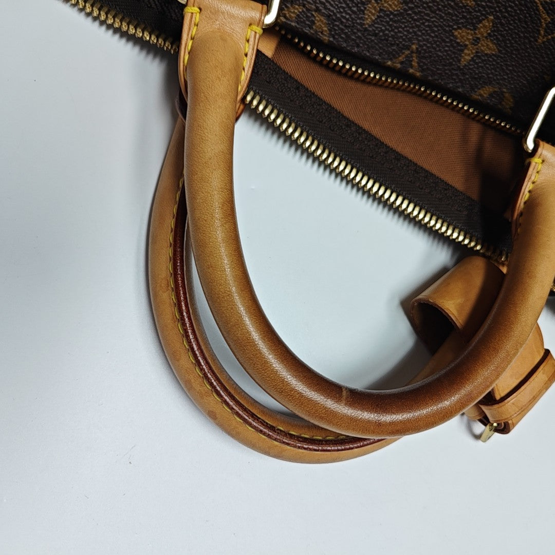 KEEPALL 55 Monogram Coated Canvas Brown