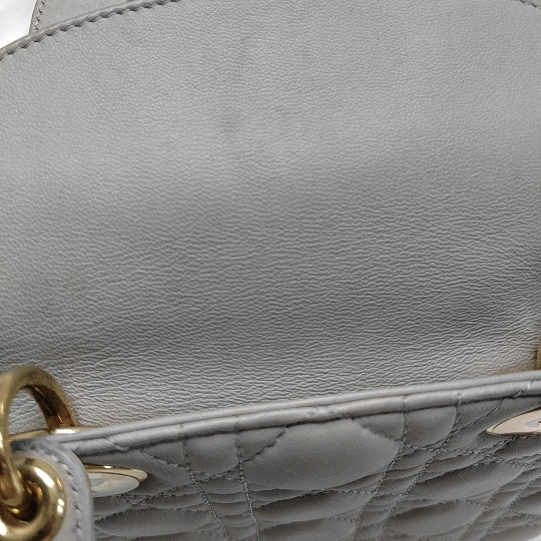 Lady Dior Small Cannage Lambskin Gray
