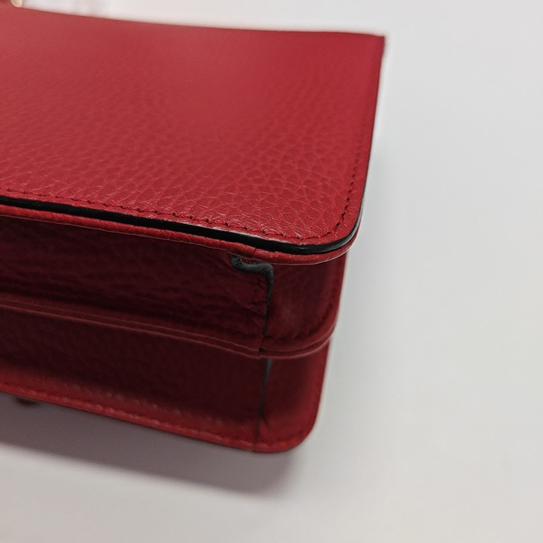 Interlocking G Small Calfskin Red
