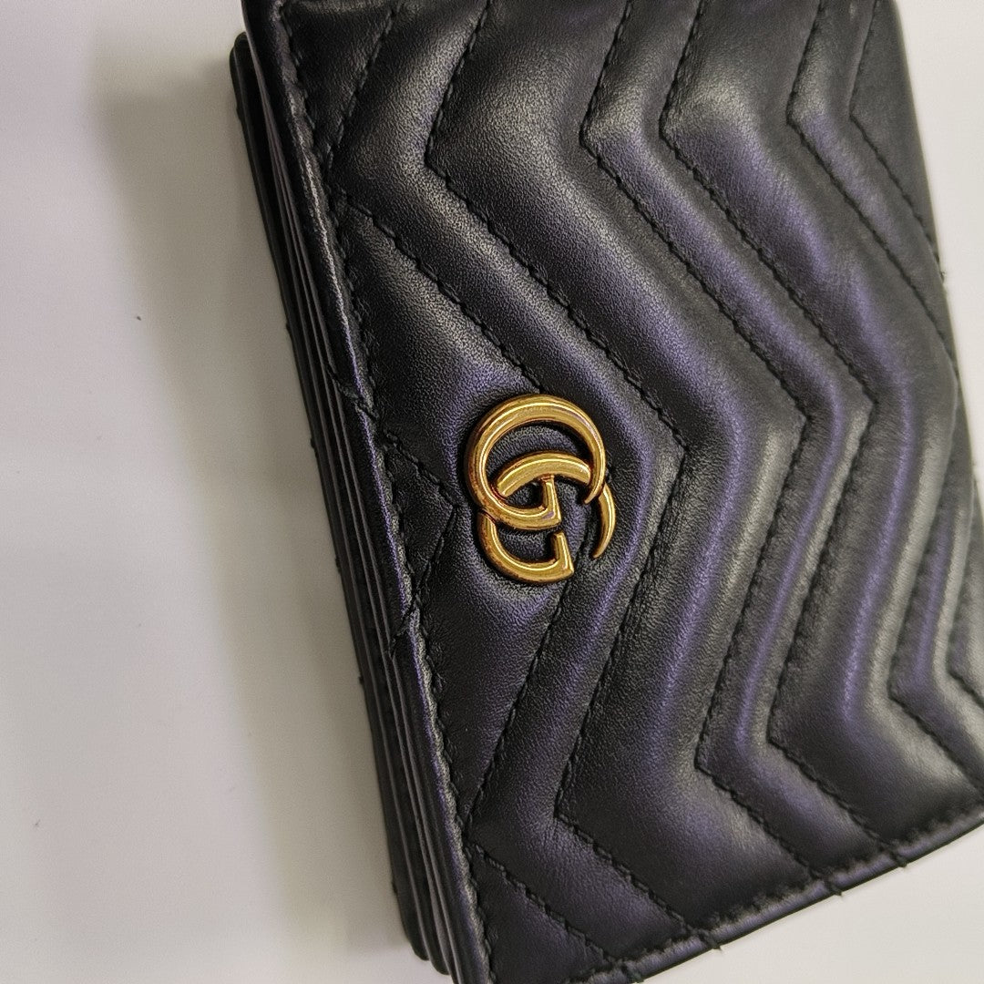 GG Marmont Mini Quilted Calfskin Black Wallet
